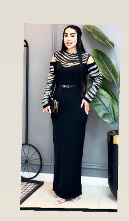 ماکسی مجلسی بینظیر سنگکاری جنس کرپ دالقیچ ترک