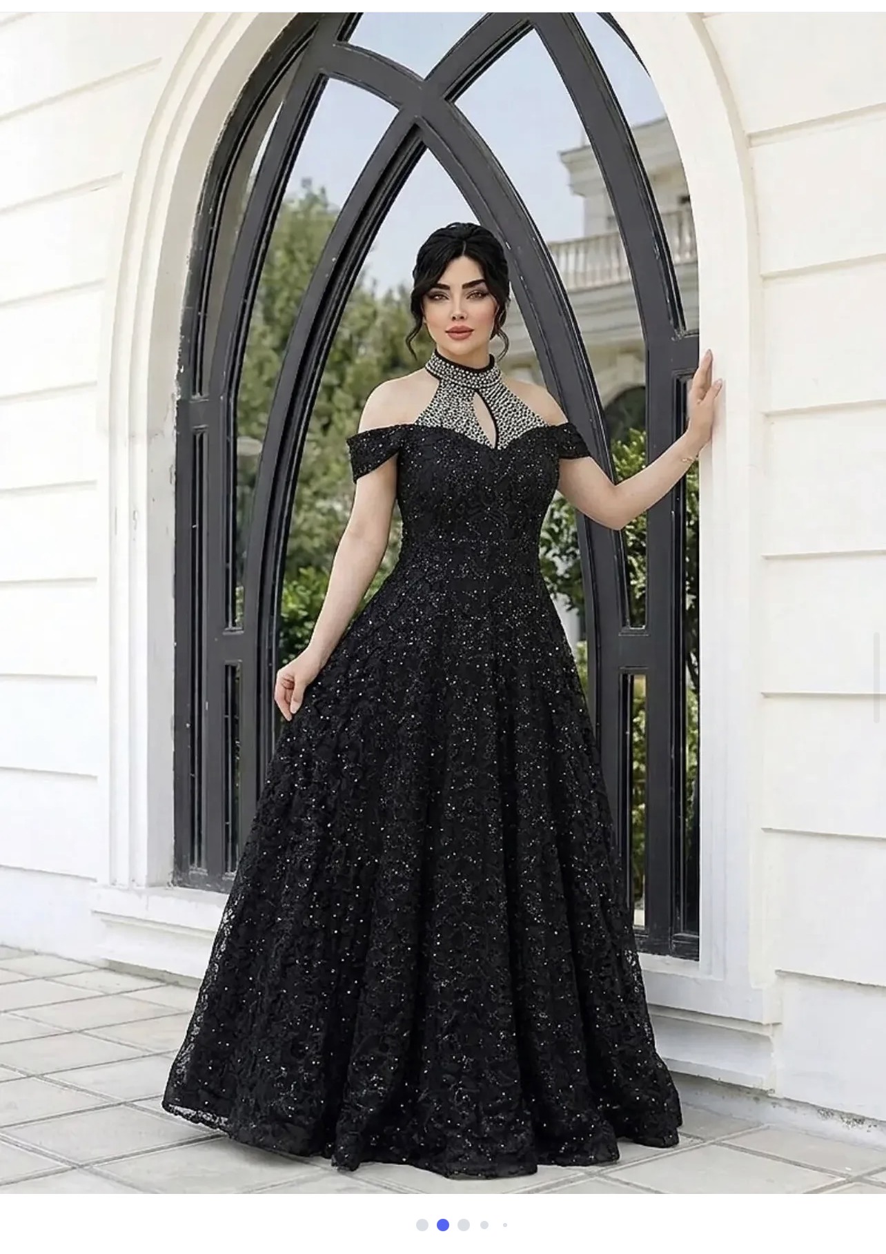 ماکسی مجلسی بینظیر مدل روژین جنس گیپور درجه یک ومروارید دوزی با دست