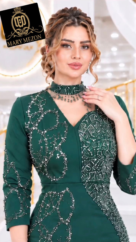 ماکسی مجلسی سایز بزرگ بینظیر مدل طناز جنس غواصی گرم بالا سنگ ونگین کاری شده