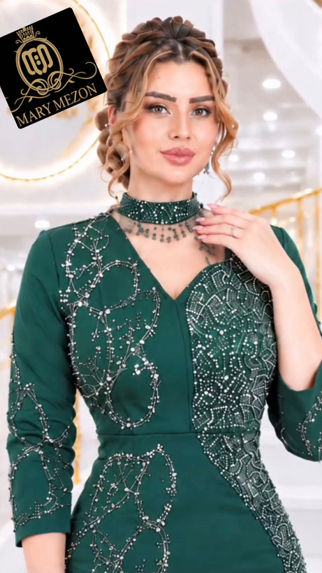 ماکسی مجلسی سایز بزرگ بینظیر مدل طناز جنس غواصی گرم بالا سنگ ونگین کاری شده