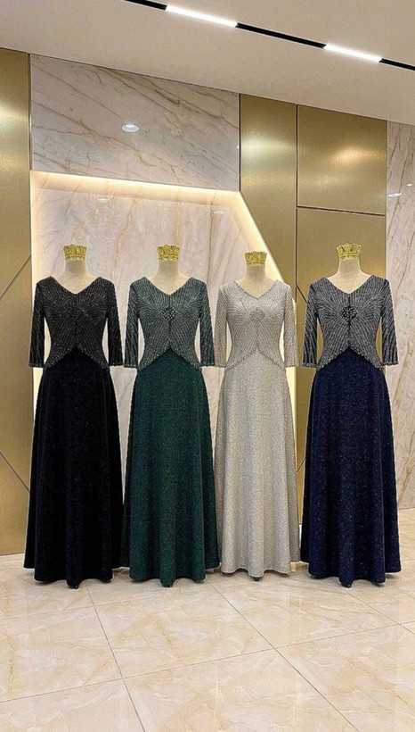 ماکسی مجلسی بینظیر سایز بزرگ مدل روناک دنباله دار جنس تور ودامن لمه ترک